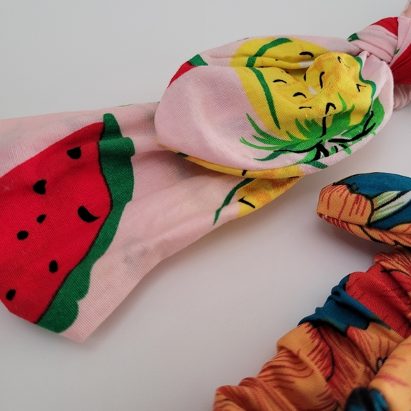 TWO HEADBANDS with fruit and tropical designs for women, hair accessories - Picture 3 of 11